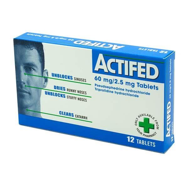 Hound Join nautical mile Actifed 60mg/2.5mg Tablets 12 Pack - Christines Pharmacy